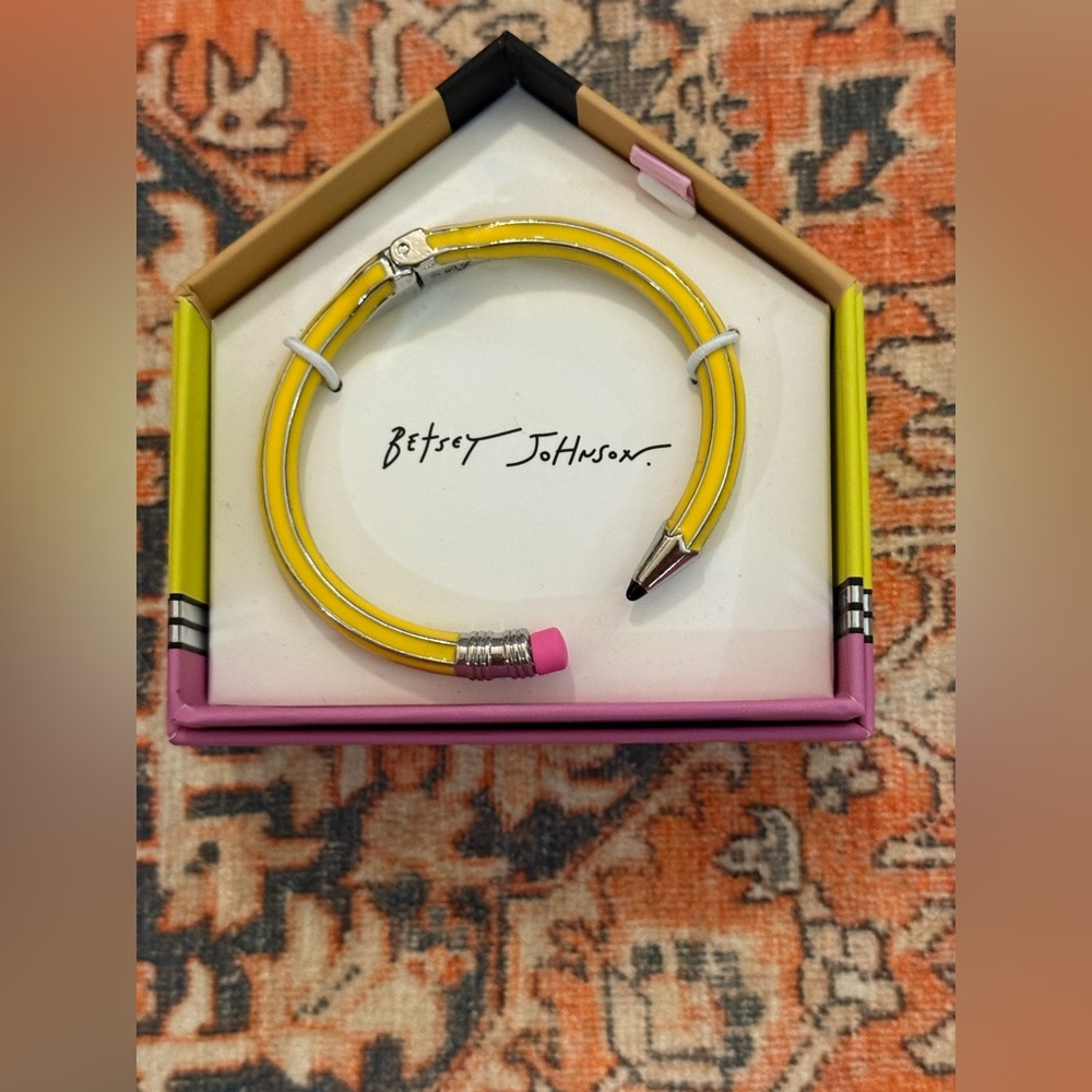 Betsey Johnson Bright Yellow Pencil Hinge Bracelet
